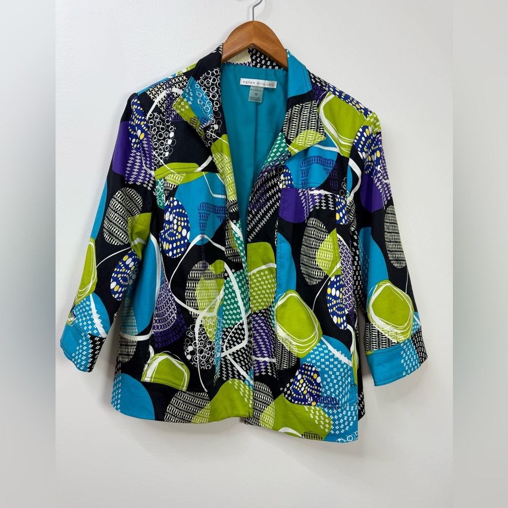 Peter Nygard Multicolor Patterned Blazer Size 16 - image 2